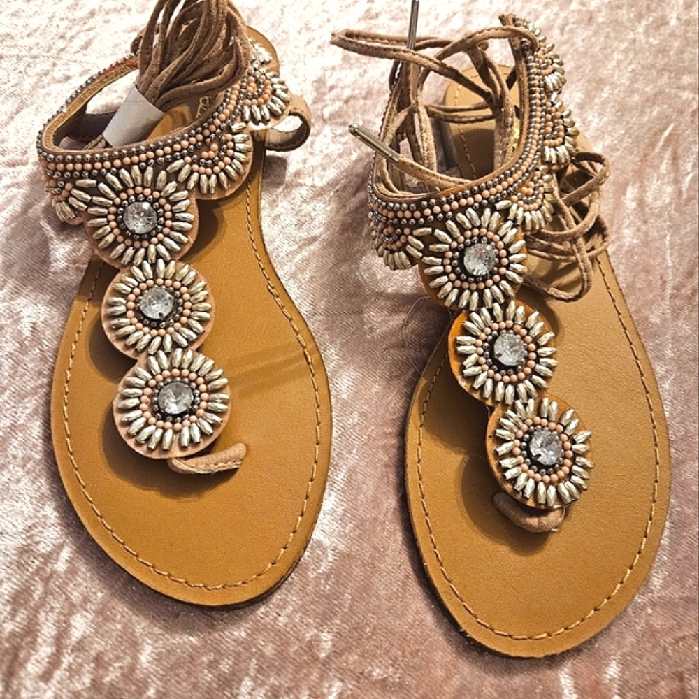 Beaded Flower Sandals